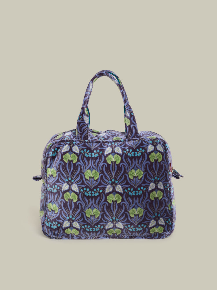Velvet Weekend Bag, Muguet Blue Print