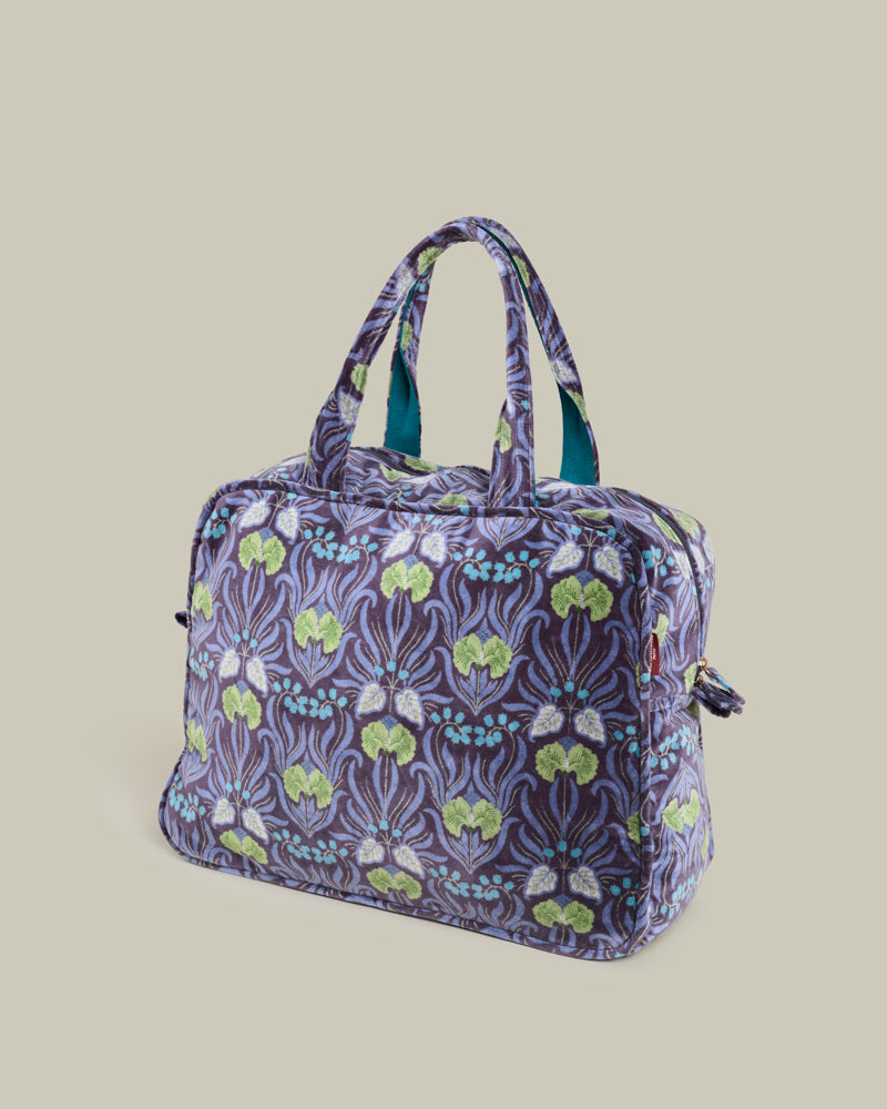 Velvet Weekend Bag, Muguet Blue Print