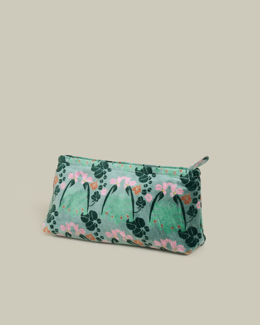 Velvet Pencil Case, William Sage Green Print