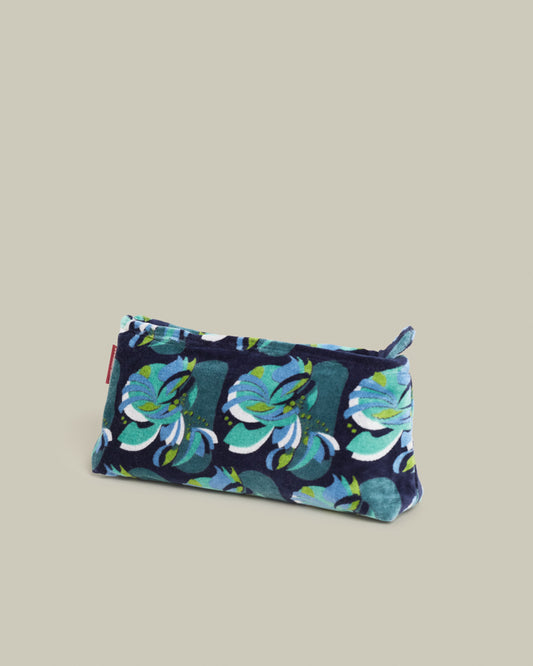 Velvet Pencil Case, Split Navy Print