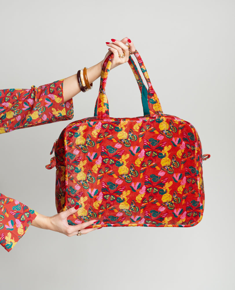 Weekend Bag Velvet - Holy red clay