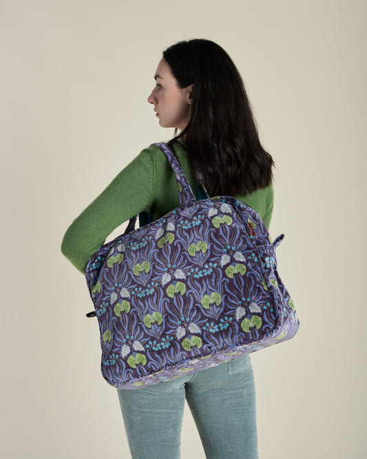Velvet Weekend Bag, Muguet Blue Print