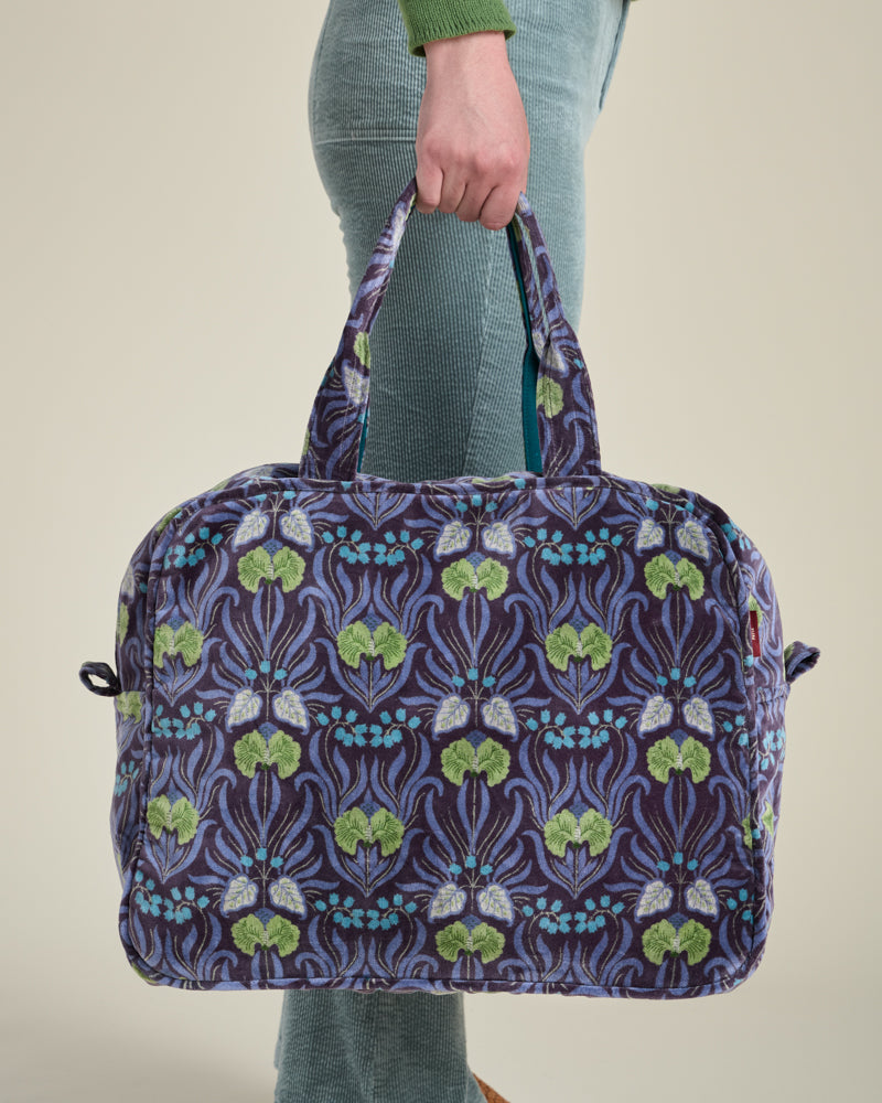 Velvet Weekend Bag, Muguet Blue Print