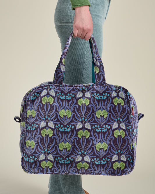 Velvet Weekend Bag, Muguet Blue Print