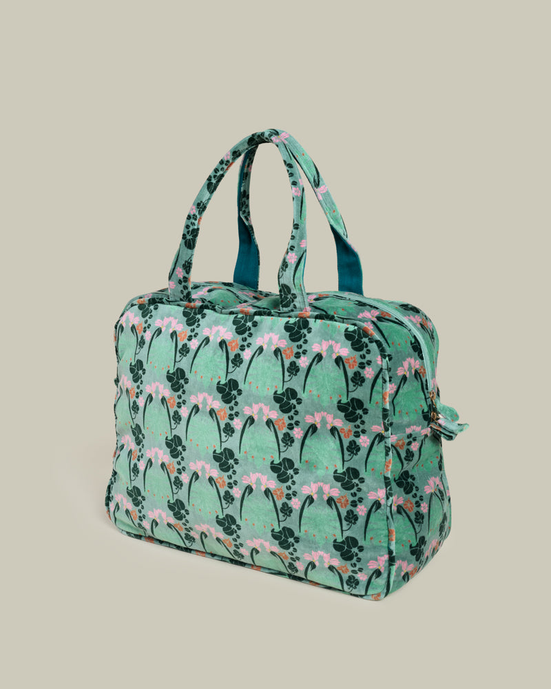 Velvet Weekend Bag, William Sage Green Print