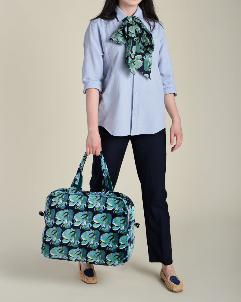 Velvet Weekend Bag, Split Navy Print