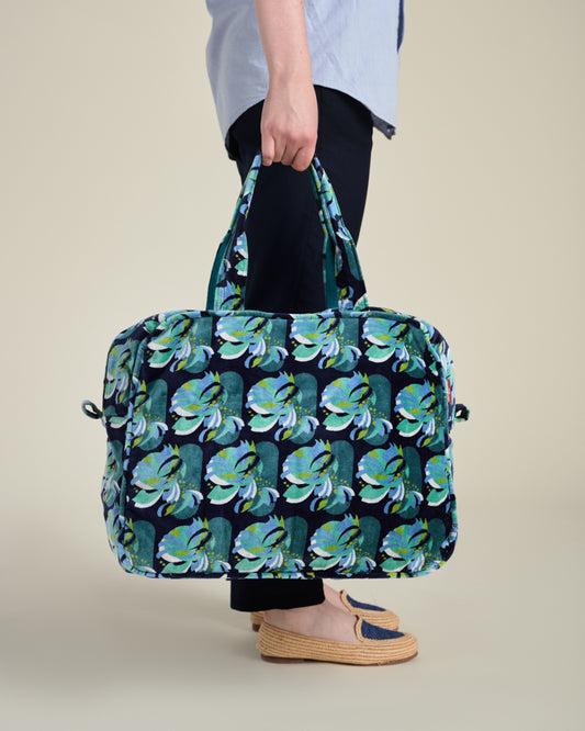 Velvet Weekend Bag, Split Navy Print