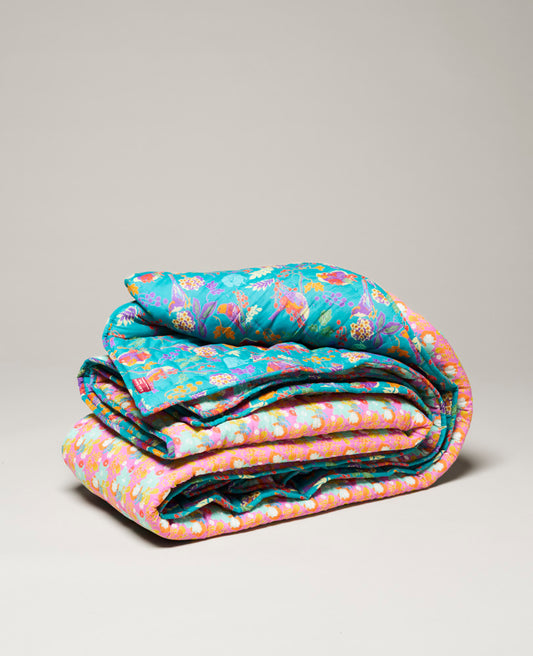 Quilted bedspread - Mackintosh purple / Birdy teal