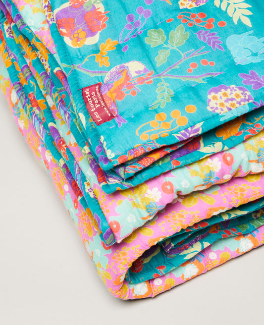 Quilted bedspread - Mackintosh purple / Birdy teal