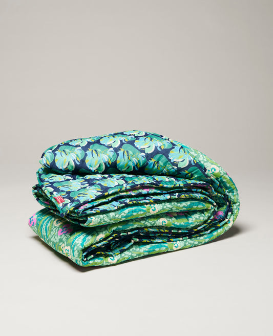 Quilted bedspread - Allegria green / Split navy