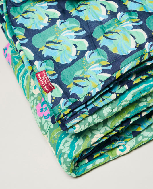 Quilted bedspread - Allegria green / Split navy