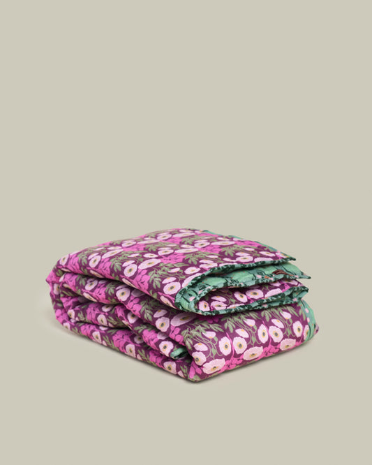 Quilted Bedspread, Poppy Fig / William Sage Green