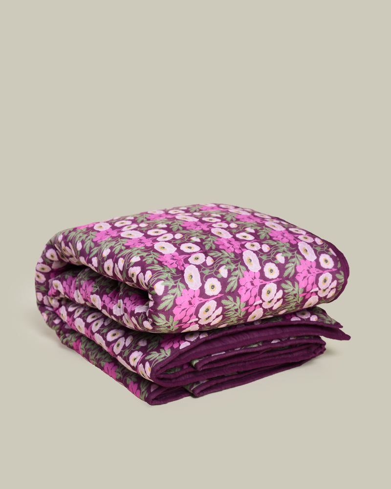 Quilted Bedspread, Poppy Fig Print