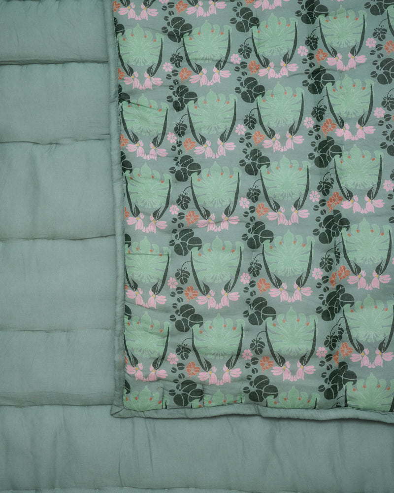Quilted Bedspread, William Sage Green Print