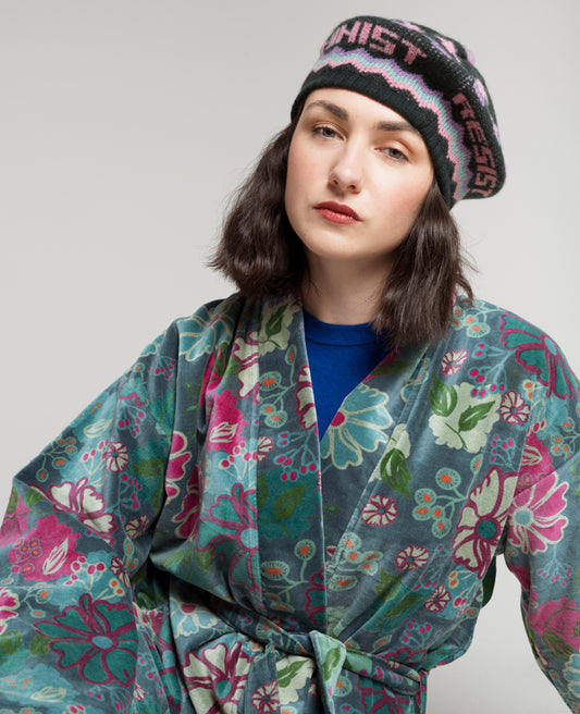 Long Kimono Velvet - Cosmos teal
