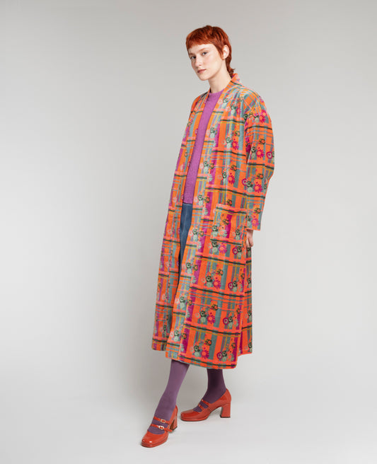 Long Kimono Velvet - Dundee orange