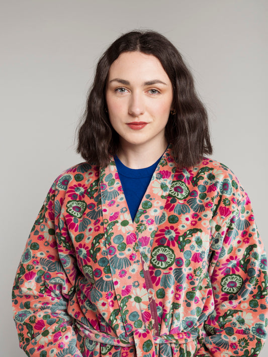 Long Kimono Velvet - Molly coral