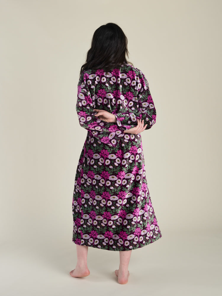 Long Velvet Kimono, Poppy Fig Print