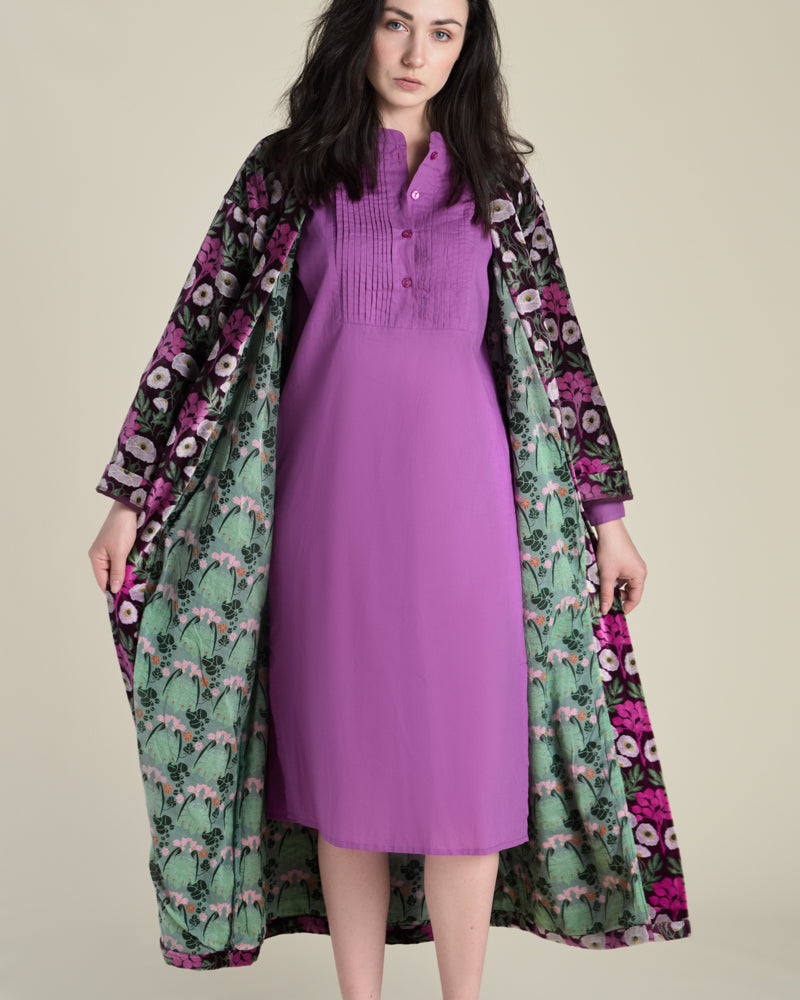 Long Velvet Kimono, Poppy Fig Print