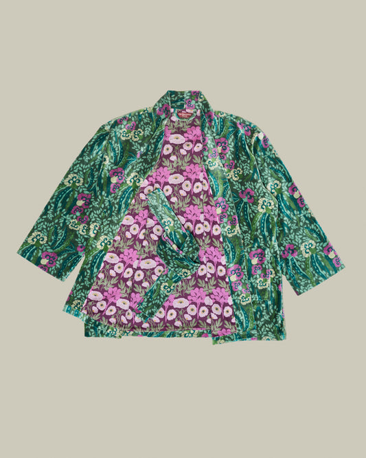 Short Velvet Jacket, Allegria Green Print