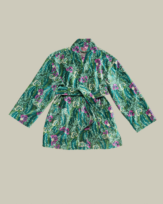 Short Velvet Jacket, Allegria Green Print