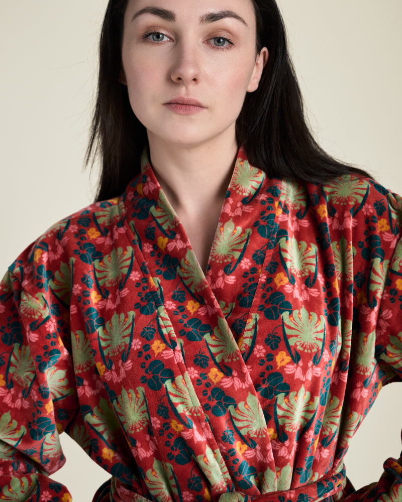 Short Velvet Jacket, Split Navy Print