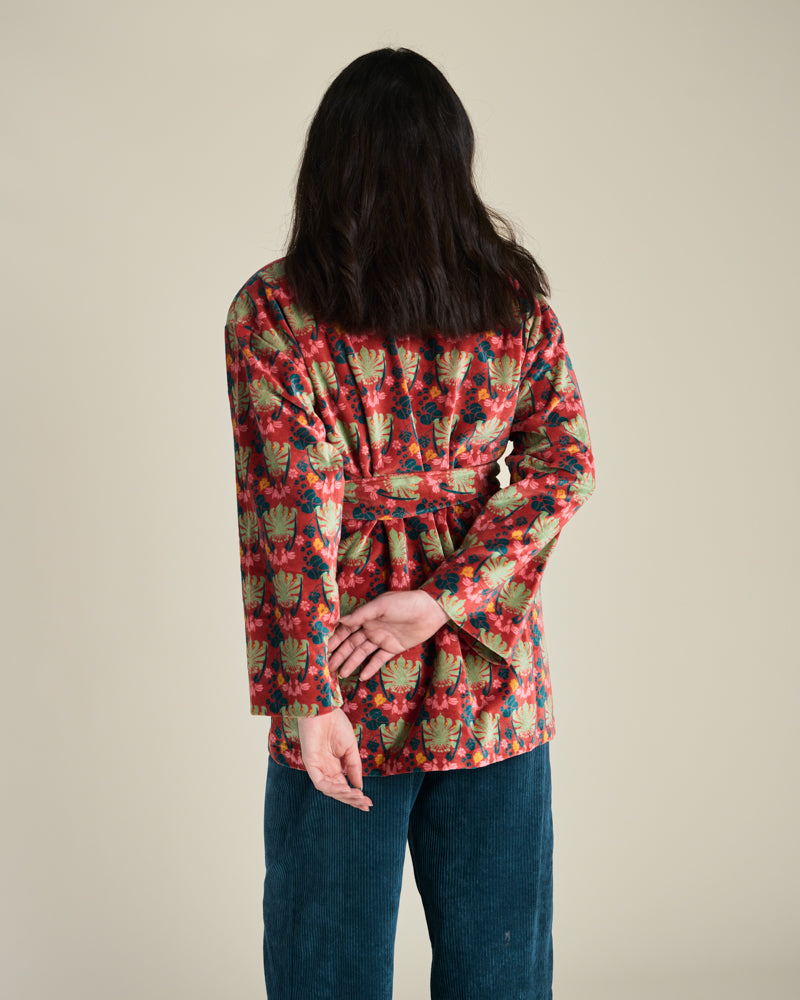 Short Velvet Jacket, Split Navy Print