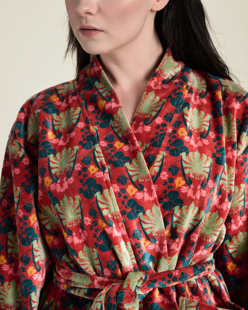 Short Velvet Jacket, Split Navy Print