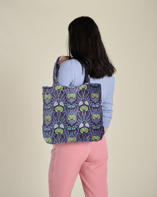 Velvet Tote Bag - Muguet Blue