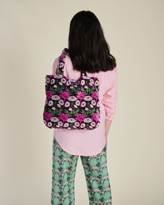 Velvet Tote Bag - Poppy Fig