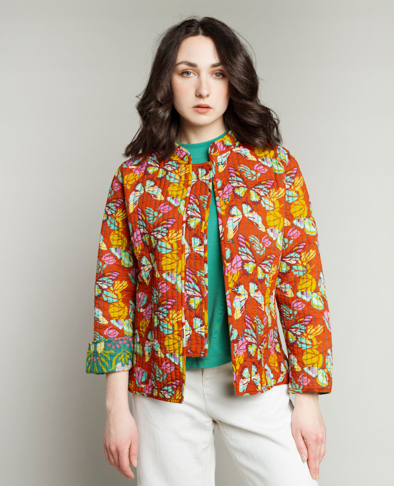 Veste Kantha réversible - Muguet bayou / Holy red clay