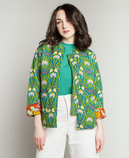 Veste Kantha réversible - Muguet bayou / Holy red clay