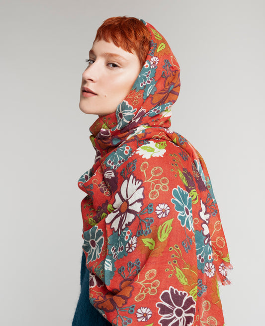 Woolen Scarf - Cosmos coral