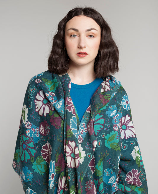 Woolen Scarf - Cosmos teal