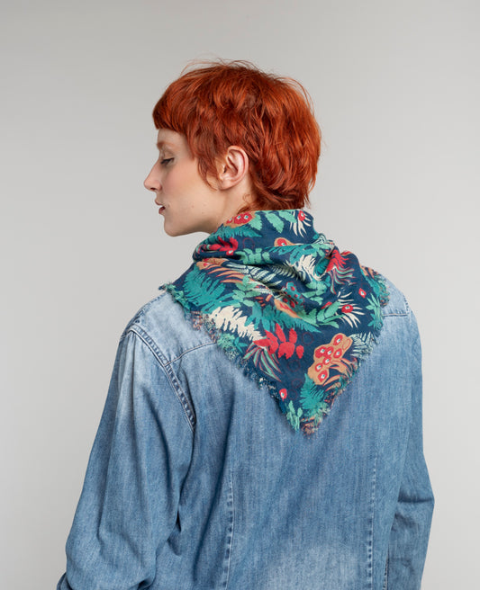 Woolen Square Scarf - Fern blue