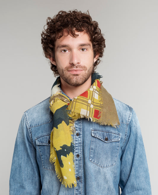 Wool Square Scarf - Garden Print