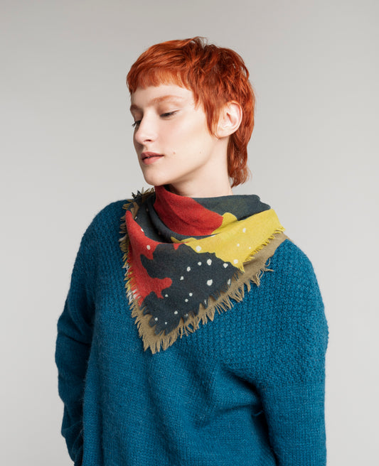 Woolen Square Scarf - Garden