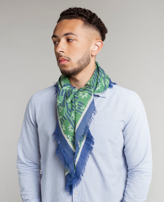 Woolen Square Scarf - Malaca blue