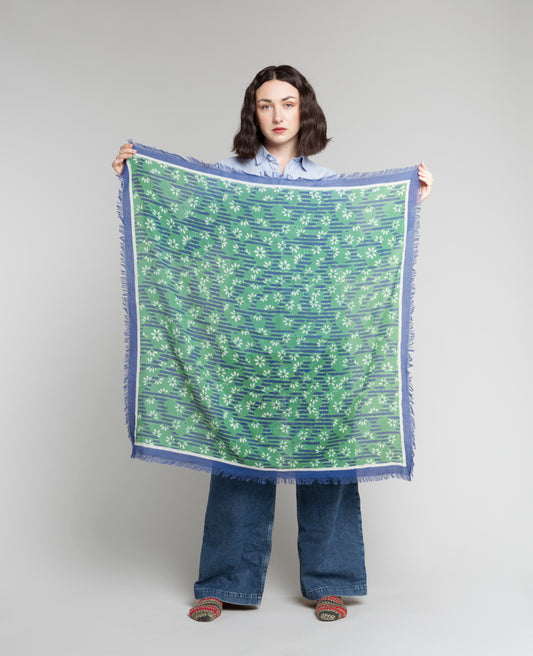 Woolen Square Scarf - Malaca blue
